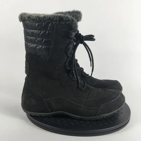 The North Face Nuptse Purna II Black Suede Winter Boots Women’s Size 9.5