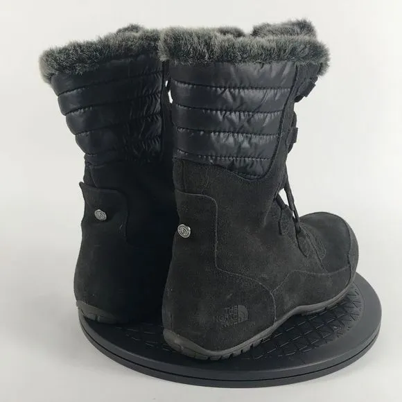The North Face Nuptse Purna II Black Suede Winter Boots Women’s Size 9.5