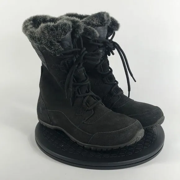 The North Face Nuptse Purna II Black Suede Winter Boots Women’s Size 9.5