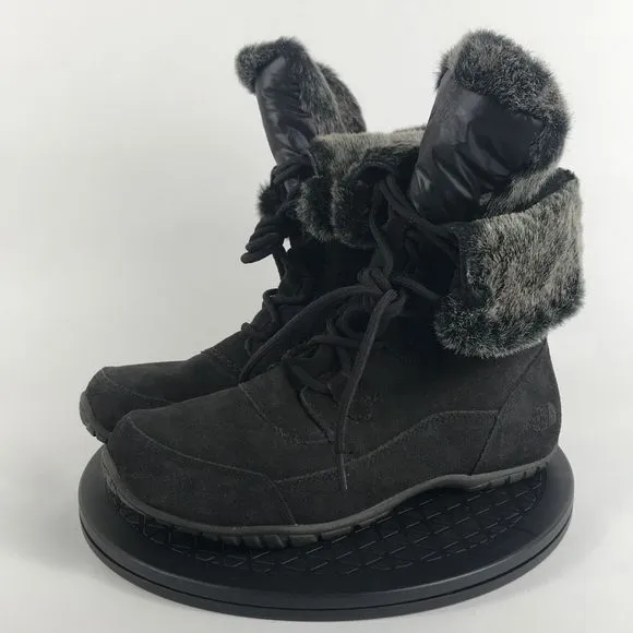 The North Face Nuptse Purna II Black Suede Winter Boots Women’s Size 9.5