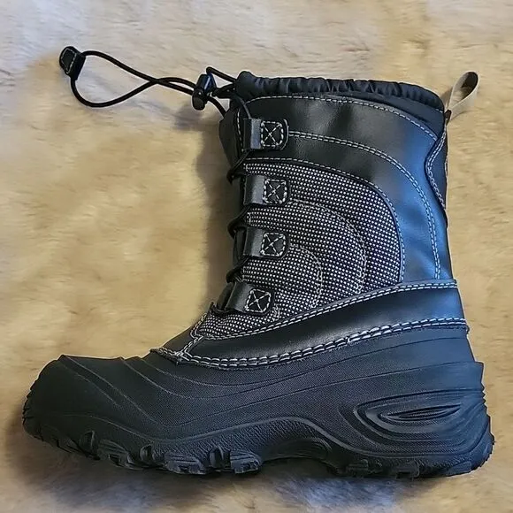 THE NORTH FACE TNF BLACK ALPENGLOW IV WATERPROOF WINTER BOOTS, SIZE 2
