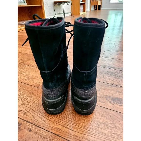 The North Face Women Shellista II Roll Down Snow Boot‎ Sz US 10 Black Red Plaid
