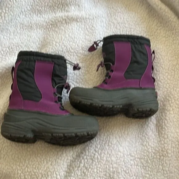 The North Face Girls Alpen II Winter Boots Size 2 Like New Purple/black