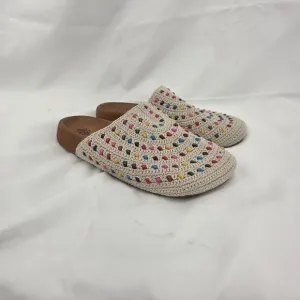 The Sak Bolinas Crochet Clogs Ecru Multi Beads sz 8