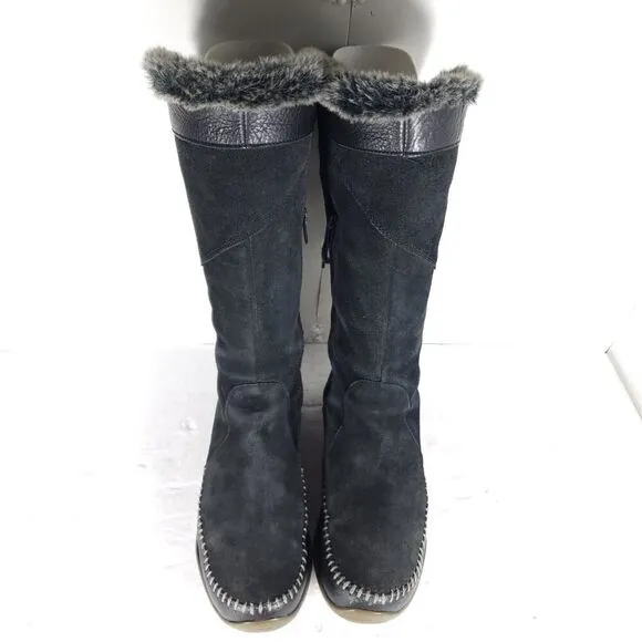 The North Face Women Janey US8 Black Suede Insulated Primaloft Waterproof Boots