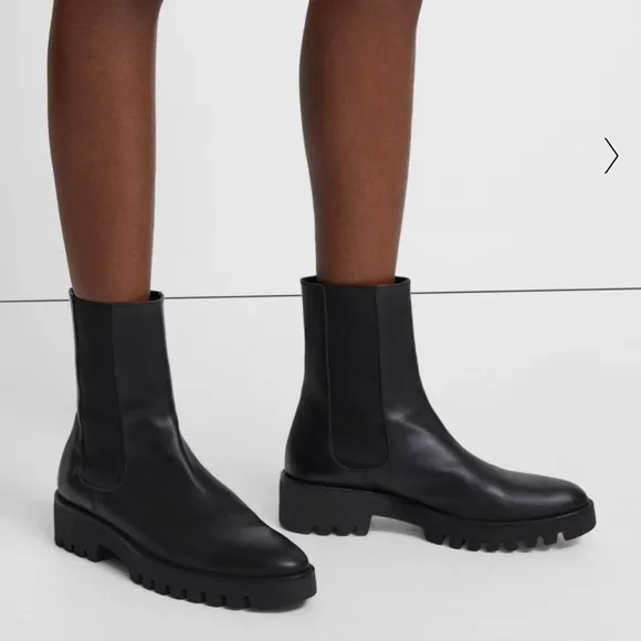 THEORY***CHELSEA BOOTIE In Black Leather**EU 40; US 10 $475
