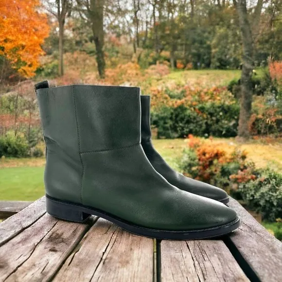 Theysken's Theory Forest Green Leather Chelsea Ankle Boots Size 39