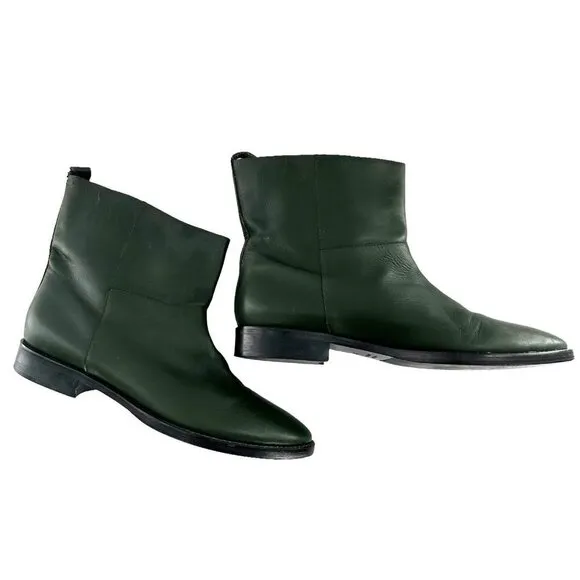 Theysken's Theory Forest Green Leather Chelsea Ankle Boots Size 39