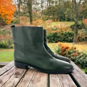 Theysken's Theory Forest Green Leather Chelsea Ankle Boots Size 39