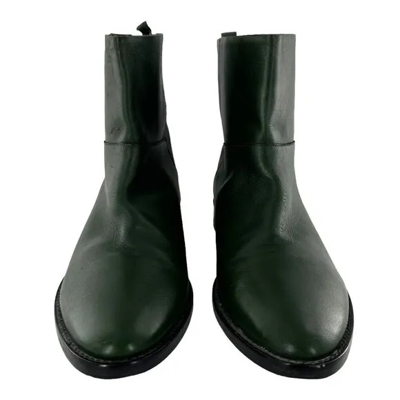 Theysken's Theory Forest Green Leather Chelsea Ankle Boots Size 39