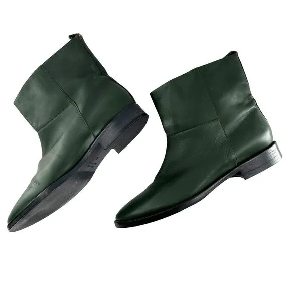 Theysken's Theory Forest Green Leather Chelsea Ankle Boots Size 39