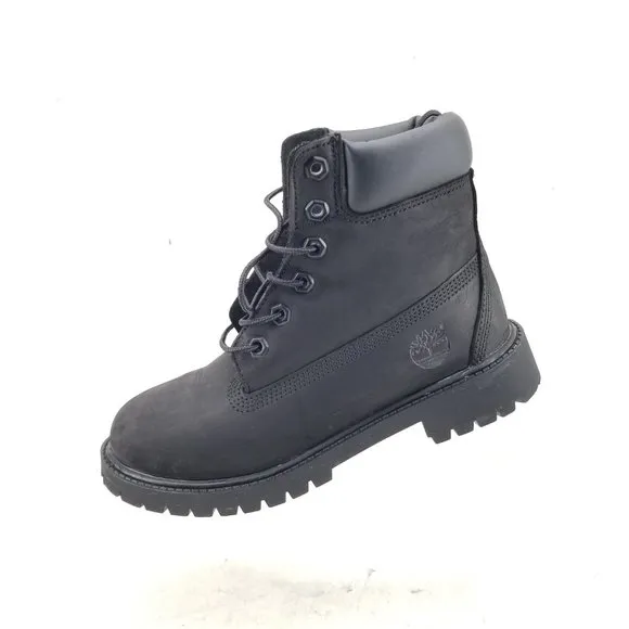 Timberland 6 inch Premium Boots Black Junior Leather Boots 12907  Size 4