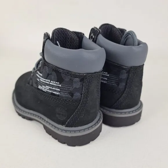 Timberland 6In Classic  TODDLER Boots Outdoors Black Leather Size 5 Rare