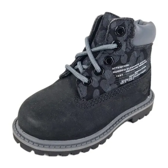 Timberland 6In Classic  TODDLER Boots Outdoors Black Leather Size 5 Rare