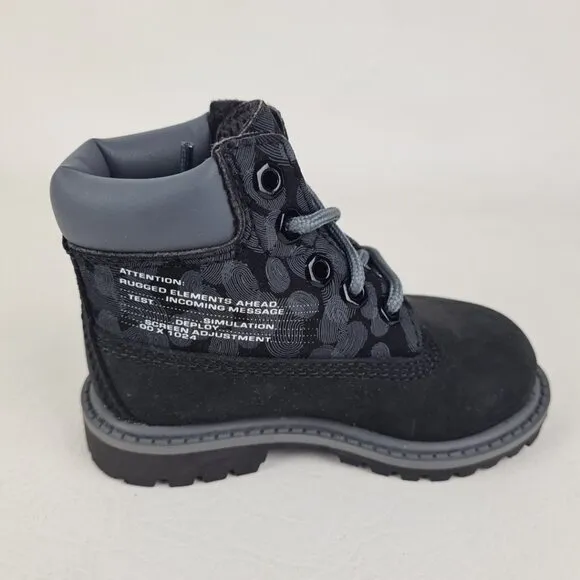 Timberland 6In Classic  TODDLER Boots Outdoors Black Leather Size 5 Rare