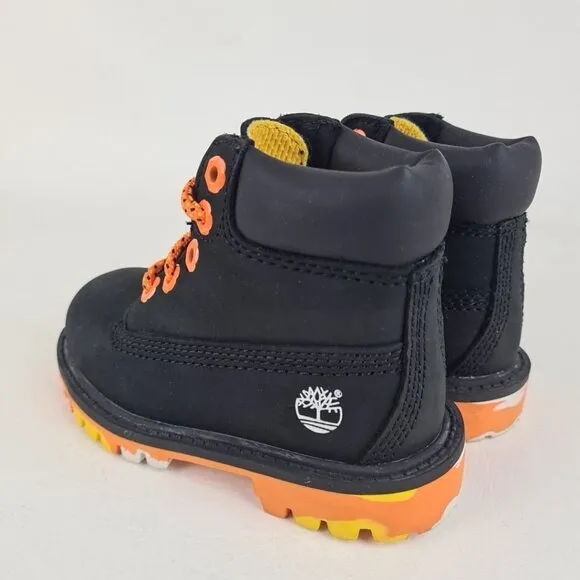 Timberland 6In Confection TODDLER Boots Outdoors Black Leather Size 7