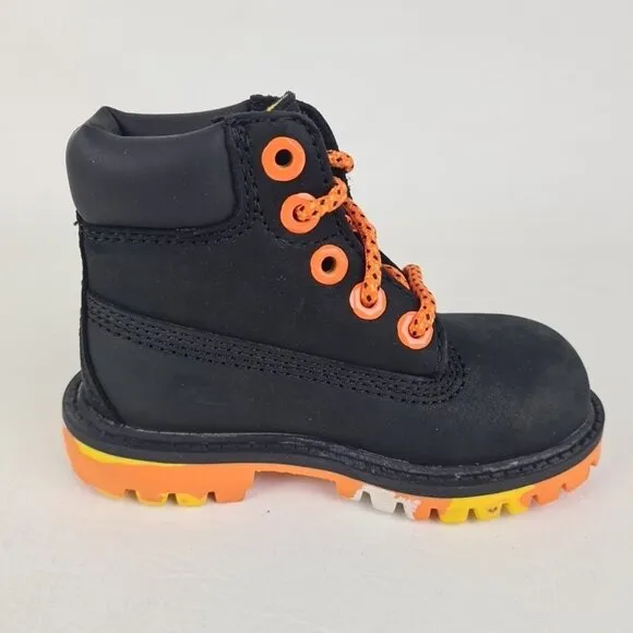 Timberland 6In Confection TODDLER Boots Outdoors Black Leather Size 7