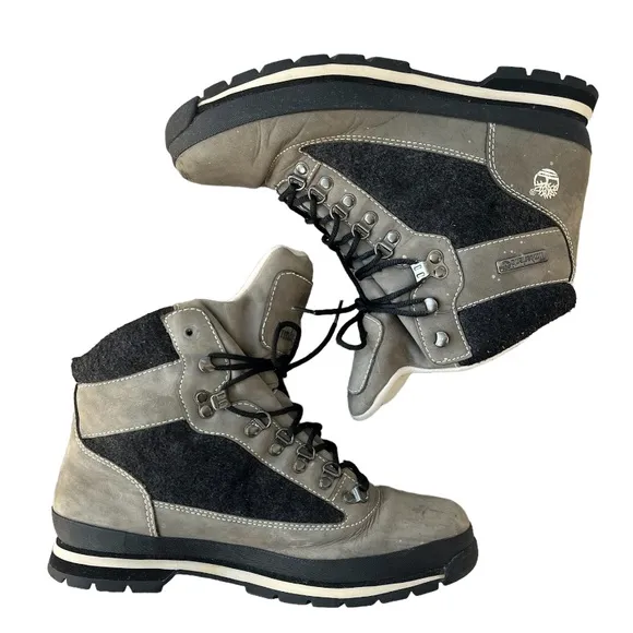 Timberland Boots Hiking Euro Hiker Winter Hiking Boots Tan Grey Black Size 11