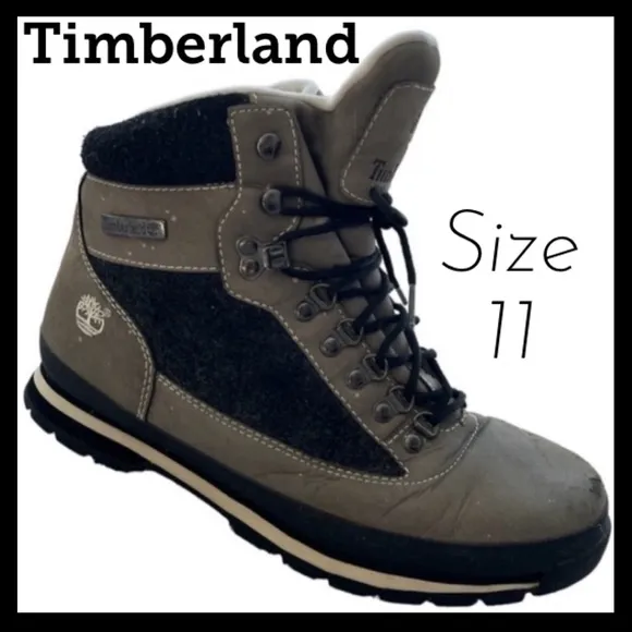 Timberland Boots Hiking Euro Hiker Winter Hiking Boots Tan Grey Black Size 11