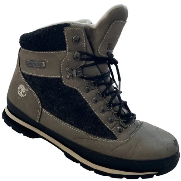 Timberland Boots Hiking Euro Hiker Winter Hiking Boots Tan Grey Black Size 11