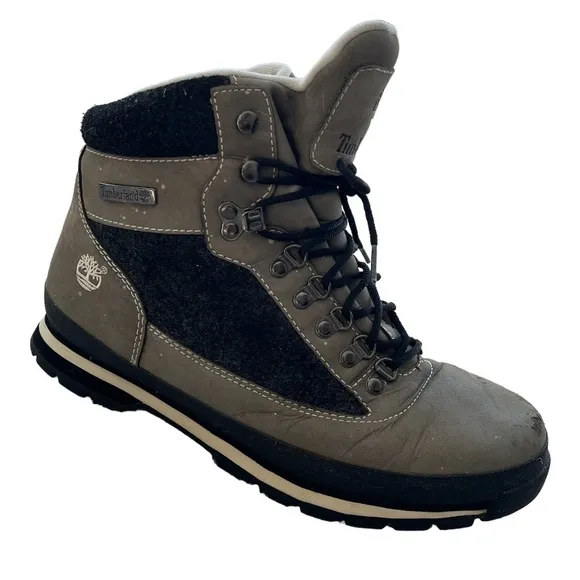 Timberland Boots Hiking Euro Hiker Winter Hiking Boots Tan Grey Black Size 11