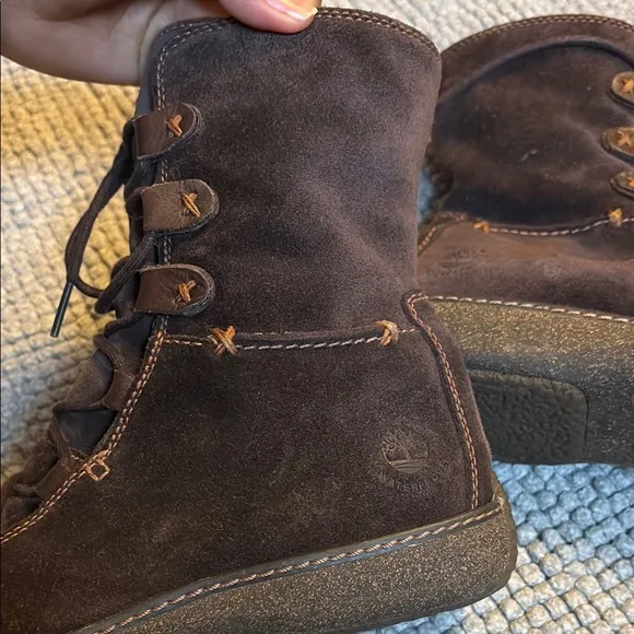 Timberland Brown Lace Up Boots with Rustic Style