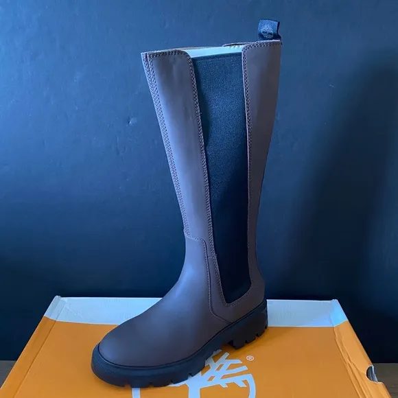 Timberland Cortina Valley Leather Dark Brown Tall Knee Riding Boots Shoes 7 NEW