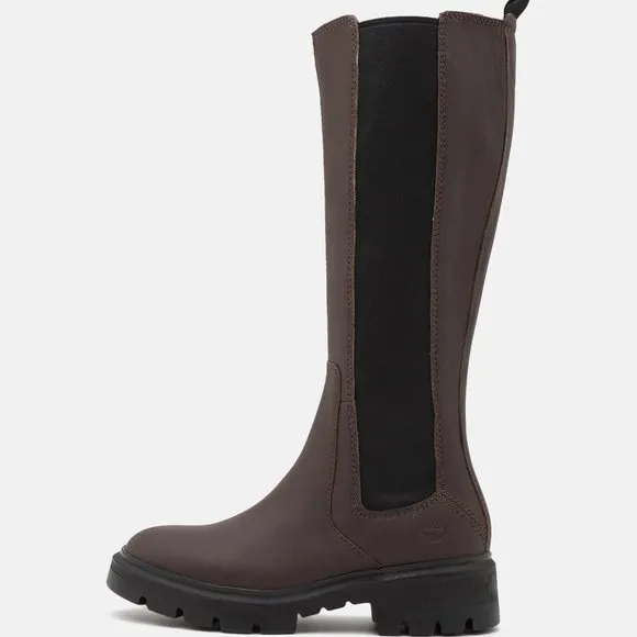 Timberland Cortina Valley Leather Dark Brown Tall Knee Riding Boots Shoes 7 NEW