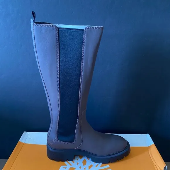 Timberland Cortina Valley Leather Dark Brown Tall Knee Riding Boots Shoes 7 NEW
