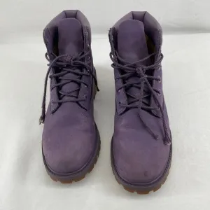 Timberland Girls kid Size 3.5 Purple Suede Leather Ankle Hiking Boots EU35