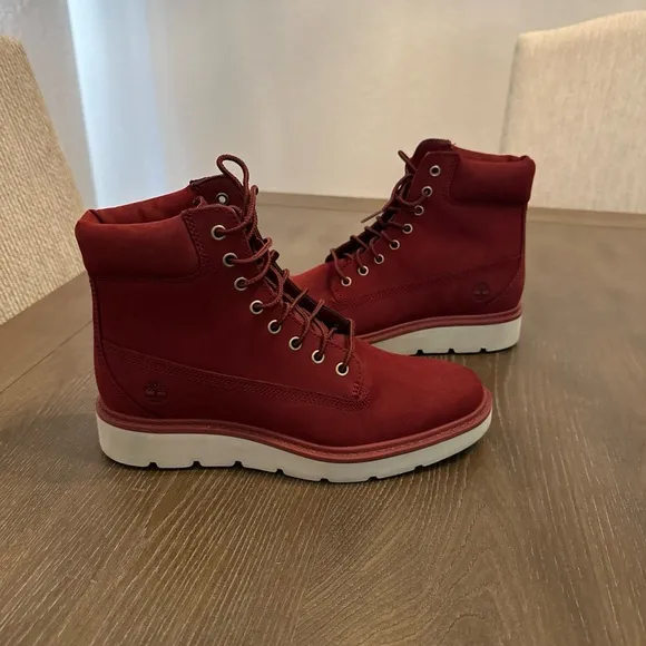 Timberland Hiking Boots Women’s 8 Kenniston Red Leather Lace Up Round A24MD