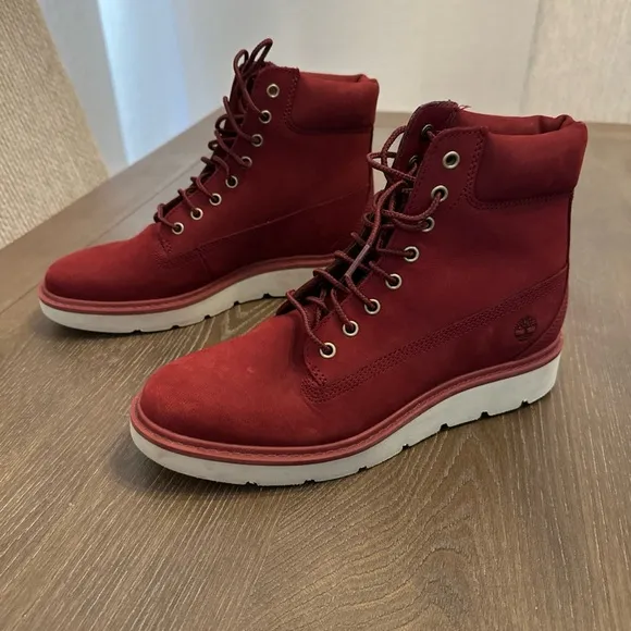 Timberland Hiking Boots Women’s 8 Kenniston Red Leather Lace Up Round A24MD
