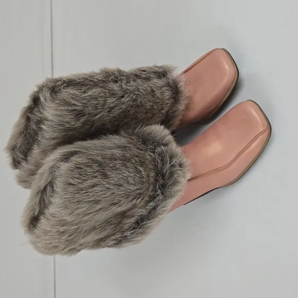 Timberland Iridescent Peach Leather Faux Fur Trim Wedge Winter Snow Boots