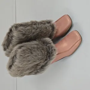 Timberland Iridescent Peach Leather Faux Fur Trim Wedge Winter Snow Boots