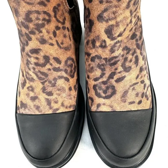 Timberland Kori Park Chelsea Boots Leather Nubuck Brown Leopard Booties Size 9