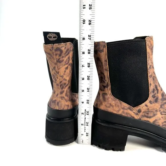 Timberland Kori Park Chelsea Boots Leather Nubuck Brown Leopard Booties Size 9