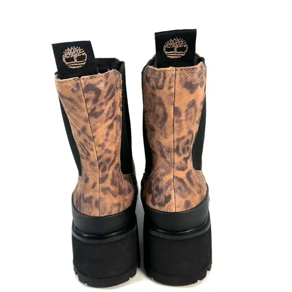 Timberland Kori Park Chelsea Boots Leather Nubuck Brown Leopard Booties Size 9