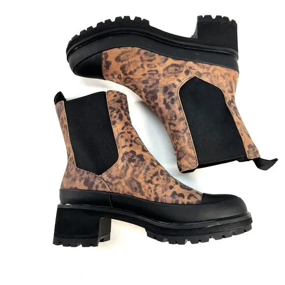 Timberland Kori Park Chelsea Boots Leather Nubuck Brown Leopard Booties Size 9
