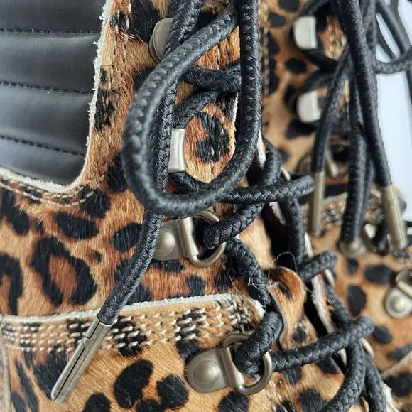 Timberland LONDON SQUARE Boots Women’s 9 Leopard Calf Hair Hiking Combat NEW
