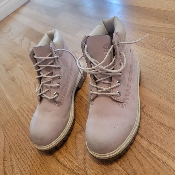 Timberland Premium Waterproof Classic Light Pink Junior Combat Hiking Boots