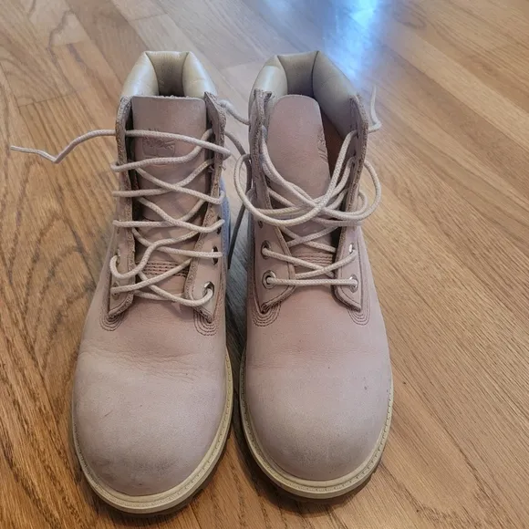 Timberland Premium Waterproof Classic Light Pink Junior Combat Hiking Boots