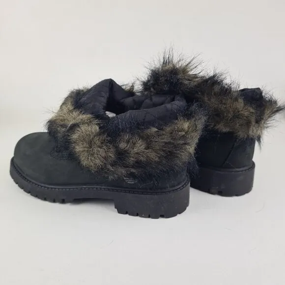 Timberland Roll Top Snorkel Boots Little Kids Black Leather