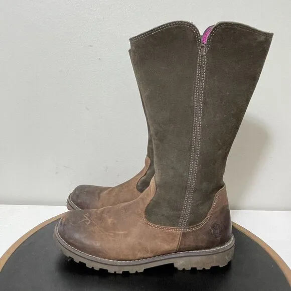 Timberland Tall Boots Brown Earthkeepers Girls Youth 4.5 Equestrian