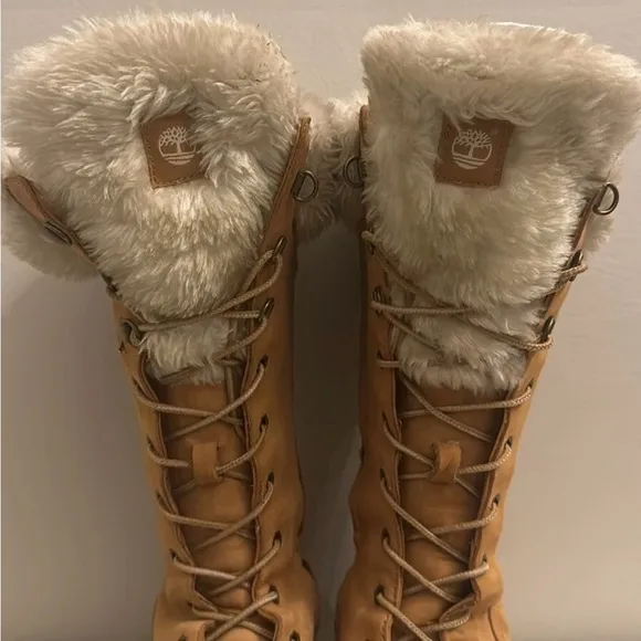 Timberland Tall Faux Fur Sherling Wheat Boot Women’s Size 7 Winter Boots