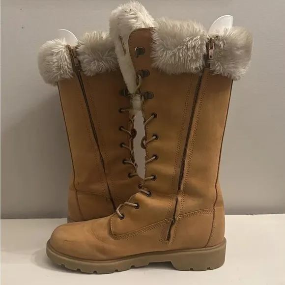 Timberland Tall Faux Fur Sherling Wheat Boot Women’s Size 7 Winter Boots