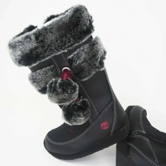 Timberland Toddlers Boots Winter BERRY TALL BT FUR Leather Black