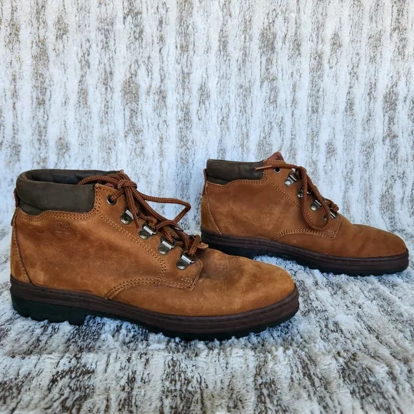 Timberland Vintage Brown Tan Nubuck Leather Ankle Hiking Boots | Women's Size 8