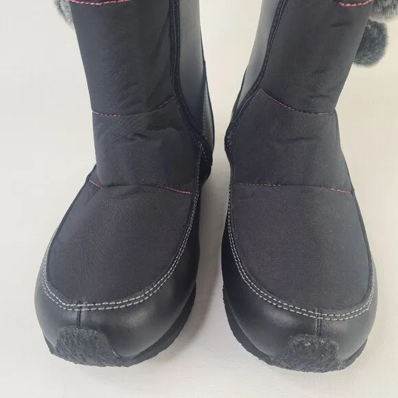 TIMBERLAND Winter Berry Tall Fur Boot Black Leather Sz Girls 5.5 = 7 Women