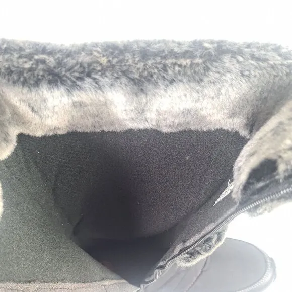 TIMBERLAND Winter Berry Tall Fur Boot Black Leather Sz Girls 5.5 = 7 Women