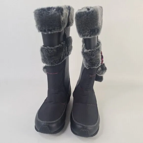 TIMBERLAND Winter Berry Tall Fur Boot Black Leather Sz Girls 5.5 = 7 Women